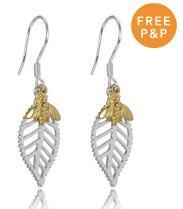 Abella Bee Earrings in Sterling Silver & 18ct Dipped Gold - £14.00