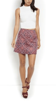 Red Abstract Jacquard Woven A-Line Skirt - £10